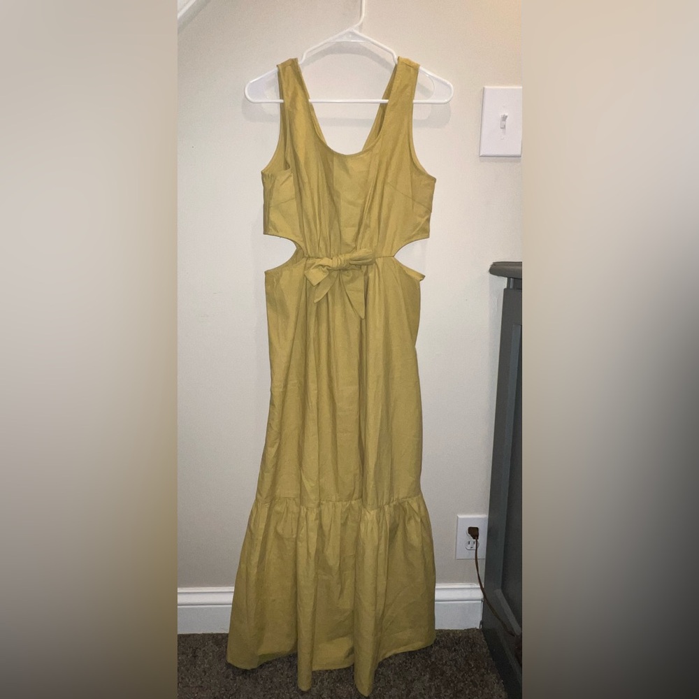 Lumiere Women’s Yellow/Green Cutout Bow-Front Dress - Size Large